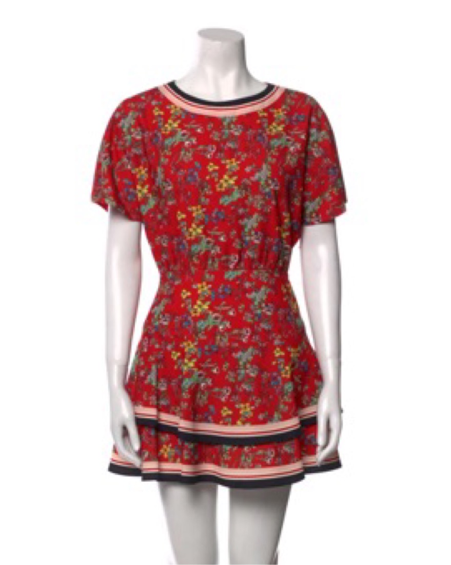 alice and olivia red floral dress PATRICA TIERED DRESS in VANITY RED APPLE/SYMMETRY RED
