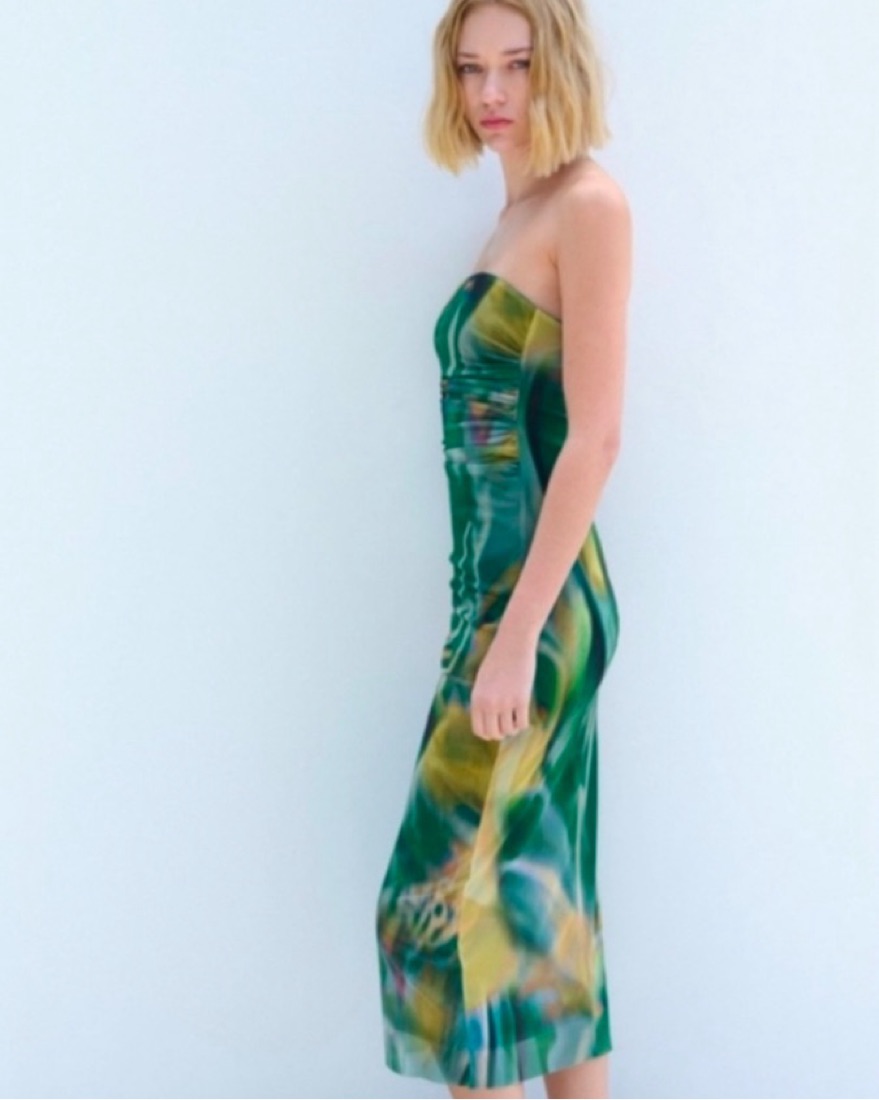 Zara Green Mesh Tube Dress | Pickle