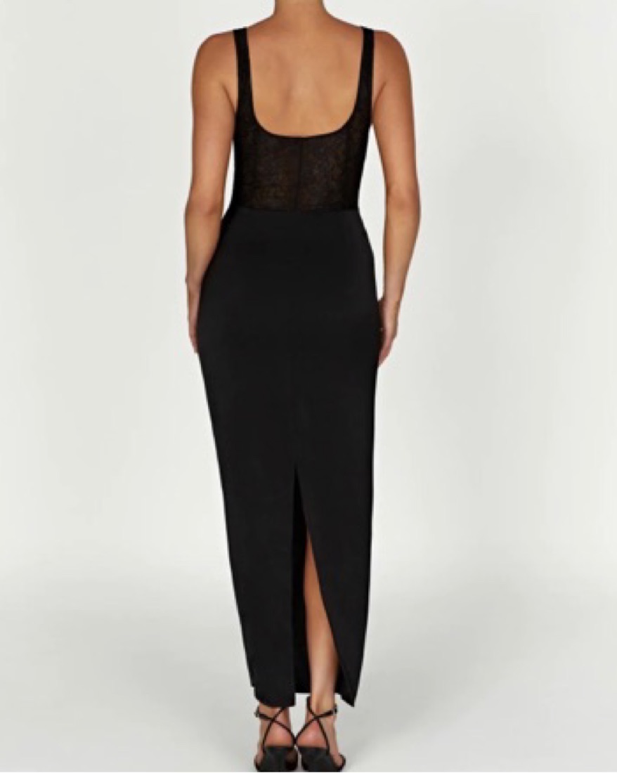 meshki black corset dress Vivianne Low Neck Maxi Dress / Black | MESHKI