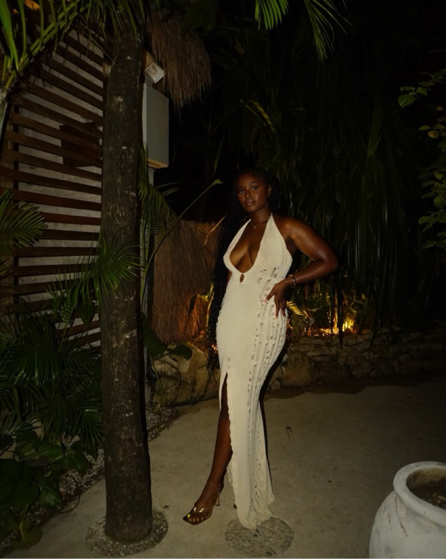 MURCI Deep v knitted maxi dress by Murci - Pickle