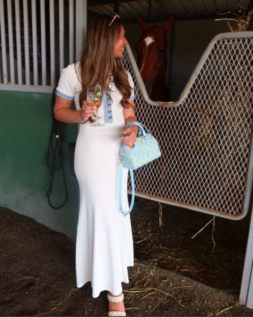 sachin and babi light blue dress White/Blue Sandro Maxi Dress by Sandro