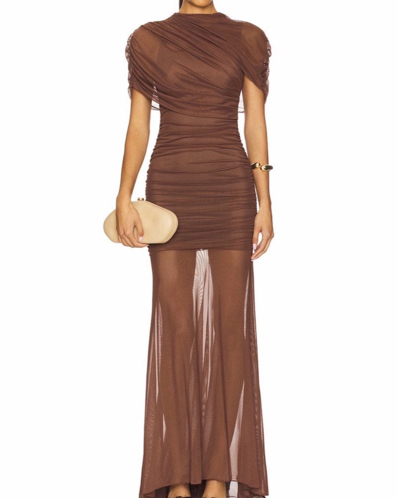 revolve sheer dress Amanda Uprichard Revolve Aveline Ivory Sheer Ruffled Sleeve Dress M *Read