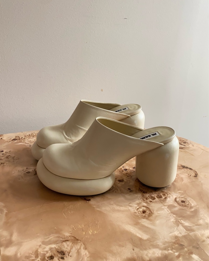 Jil Sander Neutral Leather Mules by Jil Sander - Pickle