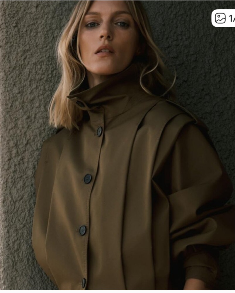 Zara Cropped Pleated Olive Green Jacket by Zara - Pickle