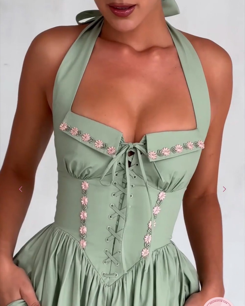 house of cb green corset dress Pomander Place Olive Brielle Sweater Dress Olive / XXS main image 0