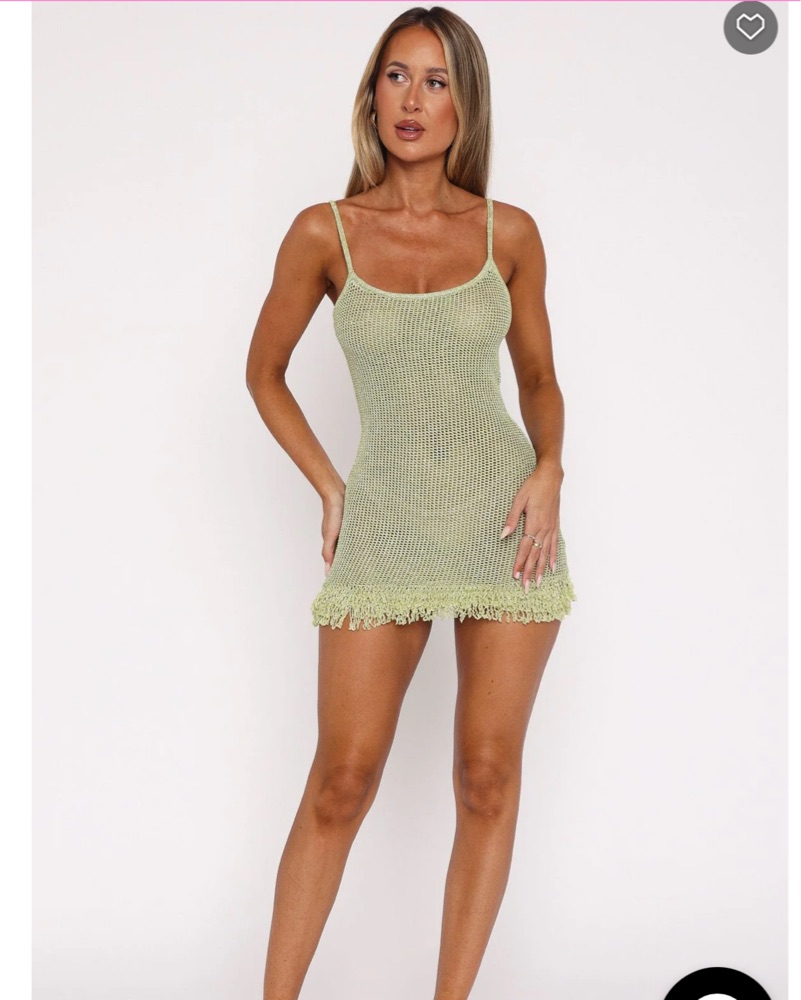 White Fox Green Knit Mini Dress by White Fox Boutique - Pickle