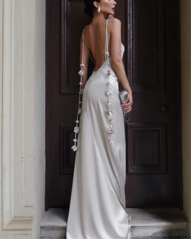 elenora silk dress Elenora Rose Gown - White