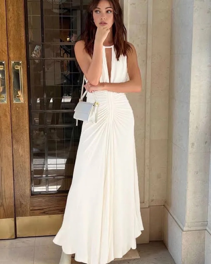 revolve white halter dress Halter Turtle Side Slit Gown