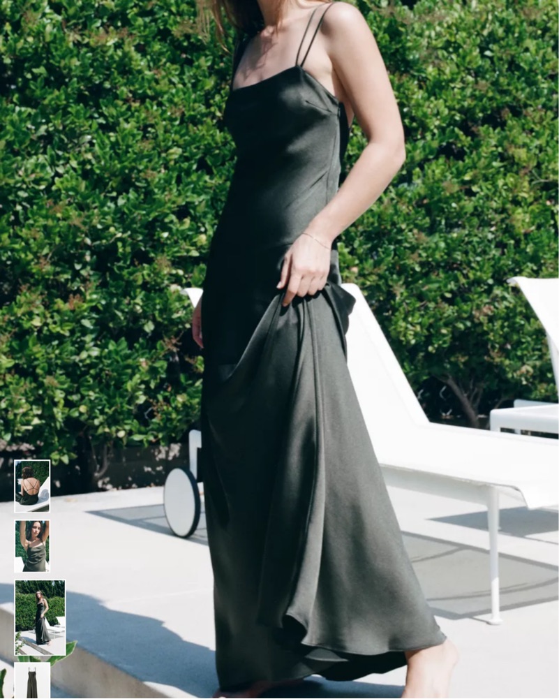 zara limited edition satin effect dress Zara Satin Effect Midi Slip Green Draped Dress Size XS NWT Bloggers  Favourite