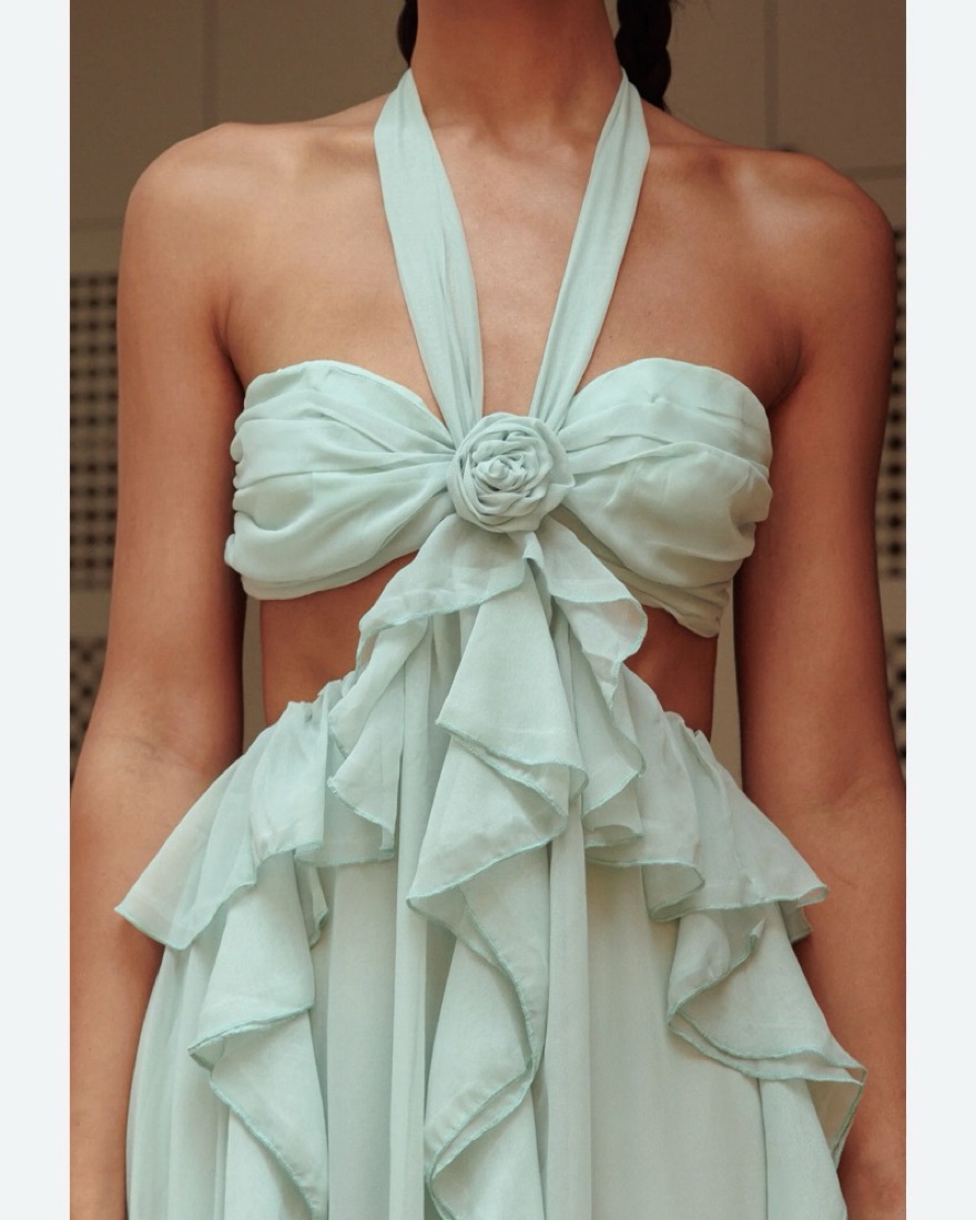 Ruffle Cut Out Selfie Leslie Dress by Selfie Leslie - Pickle