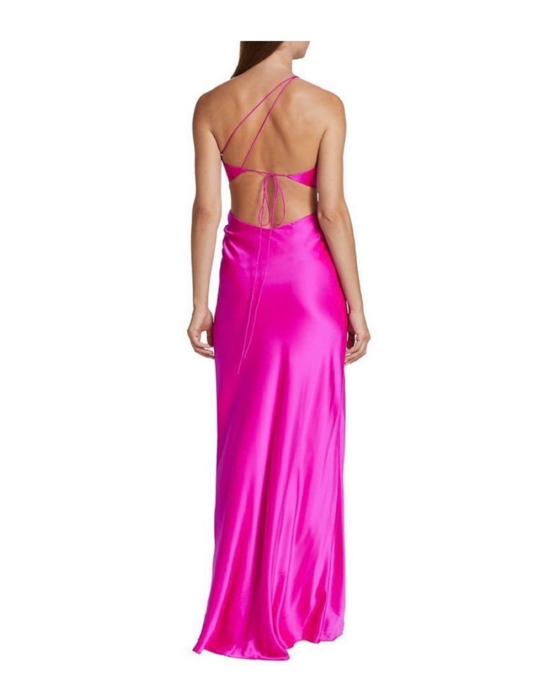 the sei pink dress One-shoulder ruffled silk gown in pink - The Sei