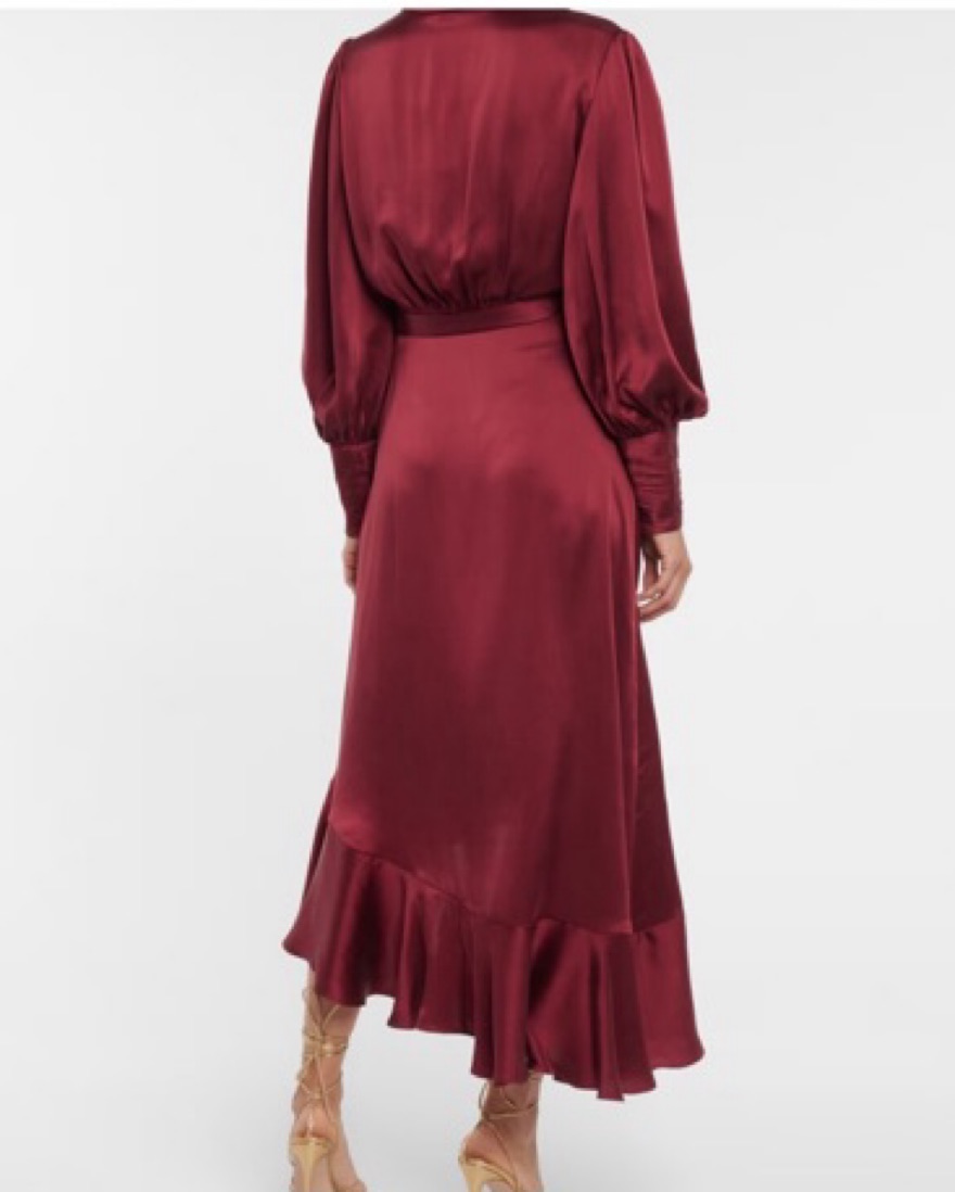 burgundy silk wrap dress Darby Long Sleeve Midi Dress main image 0