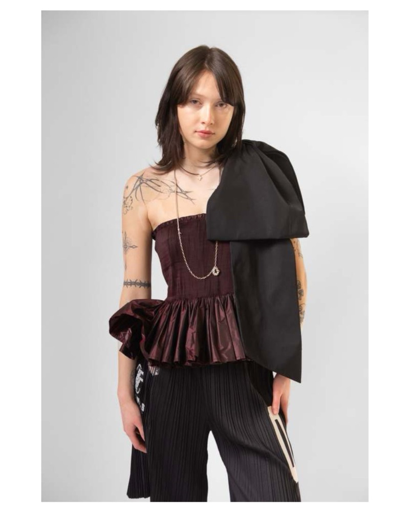 Sandy Liang Black Satin Regalo Bow Bag by Sandy Liang - Pickle