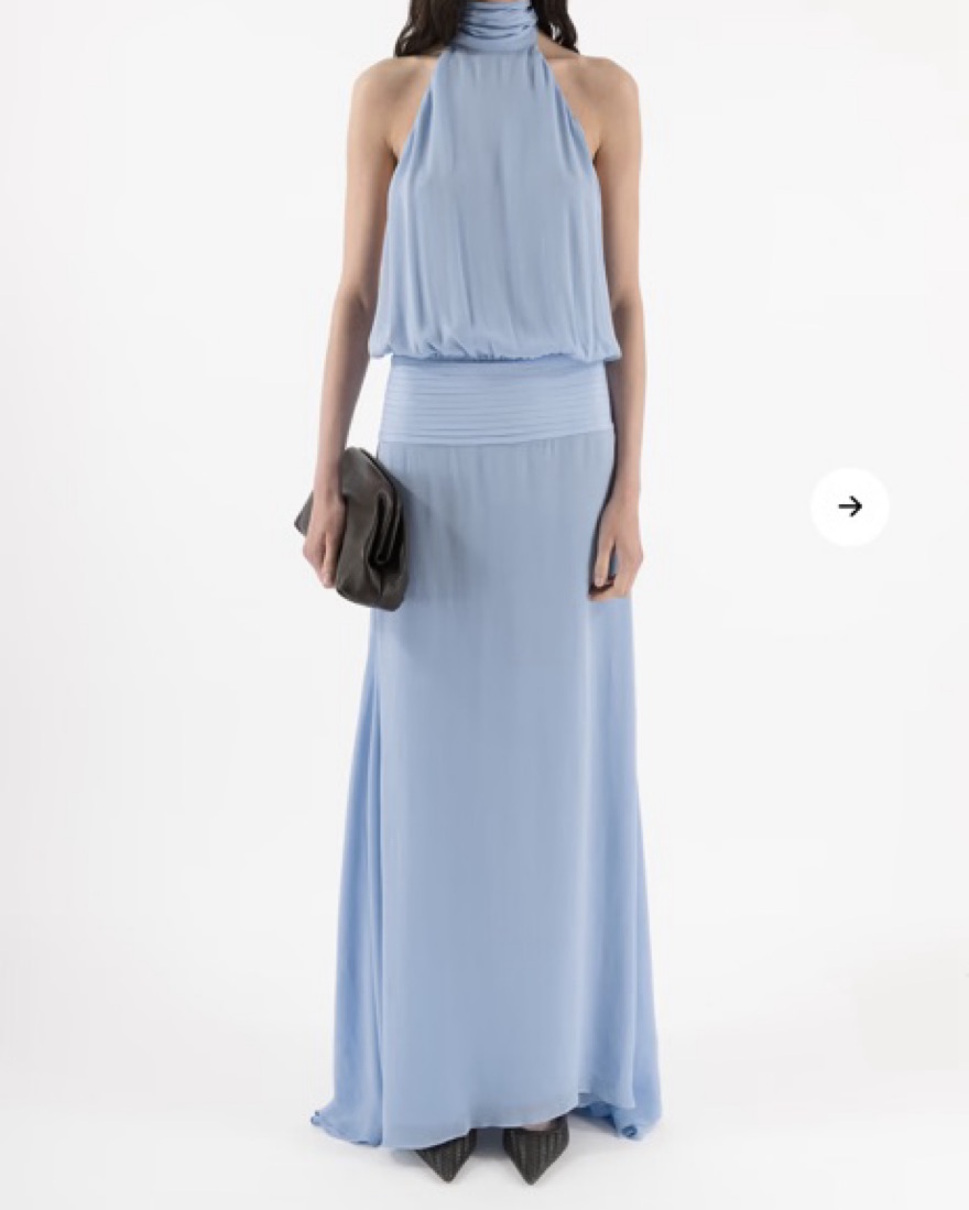 halter dress blue Stretch Denim Halter Dress main image 1