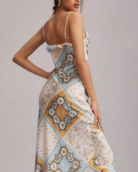 aribella silk dress REFORMATION Aribella Silk Dress, Cupid Print, Size S, NEW WITHOUT TAGS