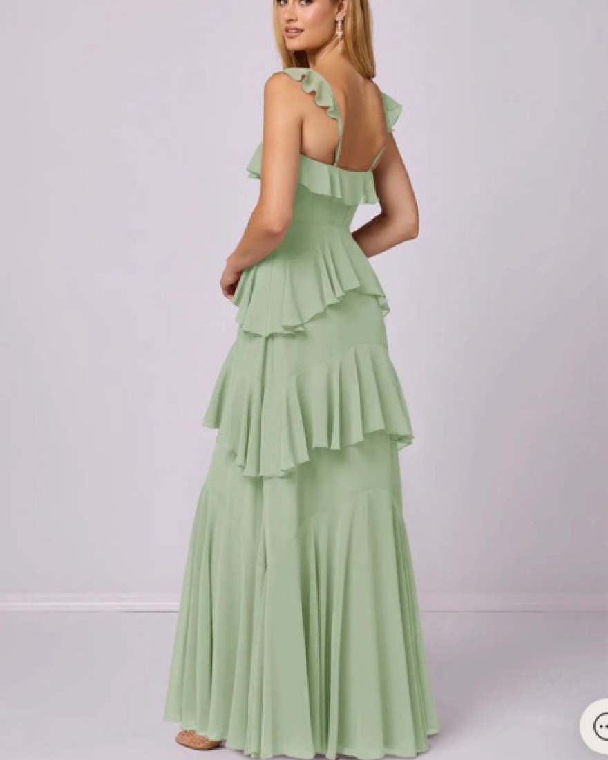 Ruffled Maxi Dress in Sage Green by Azazie - Pickle