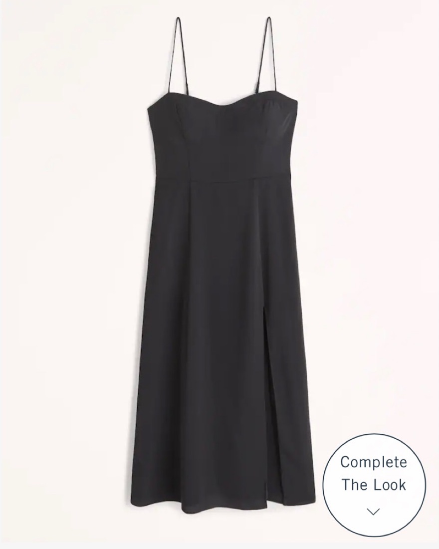 high slit midi dress abercrombie Abercrombie & Fitch High Neck Lace Trim Midi Dress