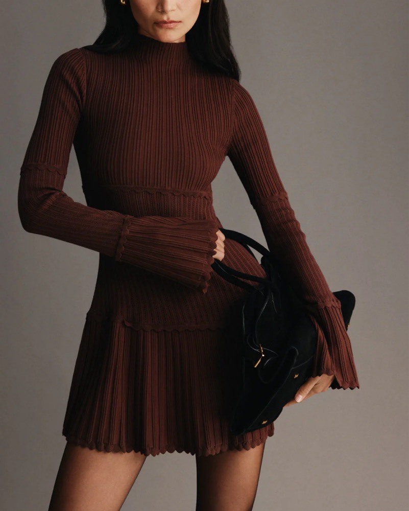Meshki Adena Pointelle Knit Mini Dress by Meshki - Pickle