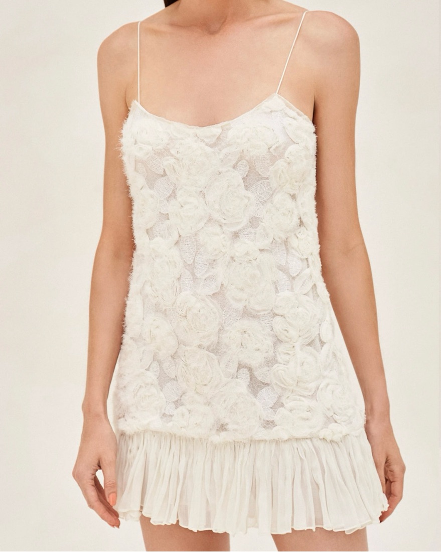 alexis blanc floral embroidered pleated-hem mini dress Alexis Blanc Dress by Alexis