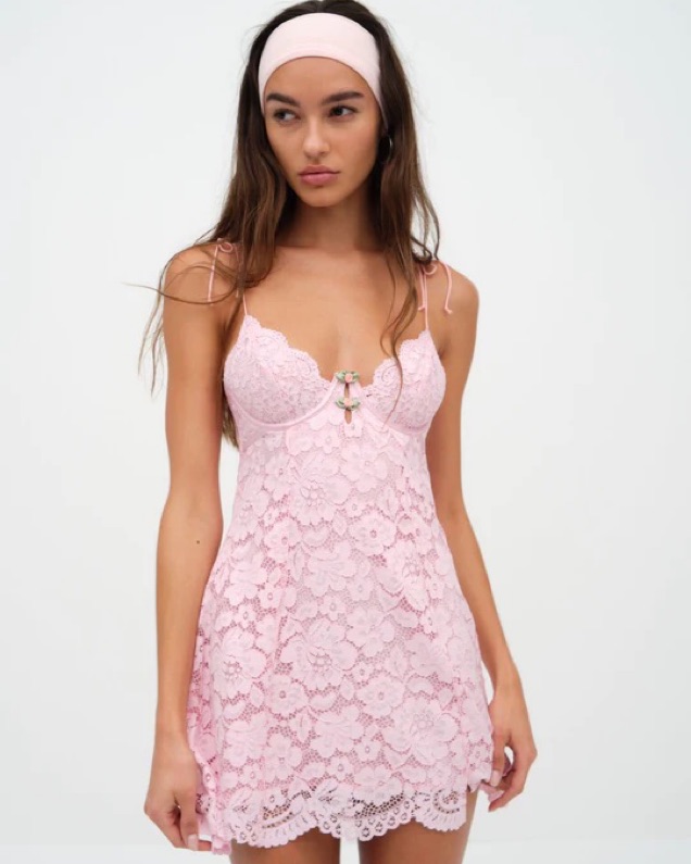 FLL Pink Creamsicle Lace Slip Dress by For Love & Lemons - Pickle
