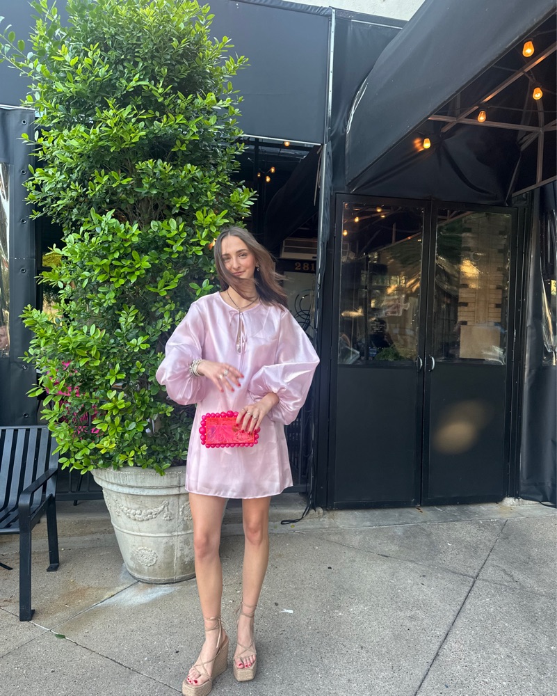 square neckline midi dress Floerns Women's Neck Lantern Long Sleeve Split Ruched Dresses Anna is a blend Color:PINK compatibleWithLightGreyOutfit Preference Round Dress |