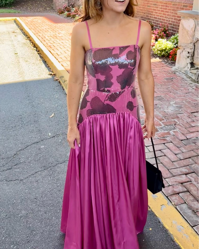 hutch sequin floral maxi dress Hutch Paige Sleeveless Halter Sequin Printed Tiered Wrap Maxi Dress