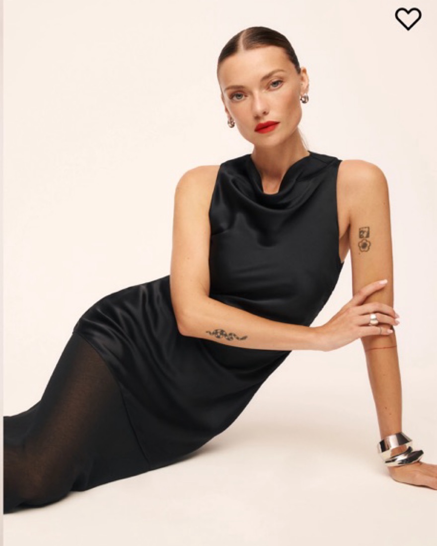 black silk reformation dress Reformation Chania Silk Dress in Black