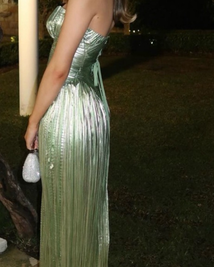 cult gaia green metallic dress Cult Gaia Ashika Gown by Cult Gaia