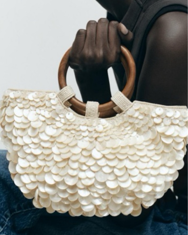【ZARA】PEARLESCENT APPLIQUE BAG Pearl grey | 6545/510/910 Zara Pearlized Applique Bag Pearl Grey 6545/510/910 Half