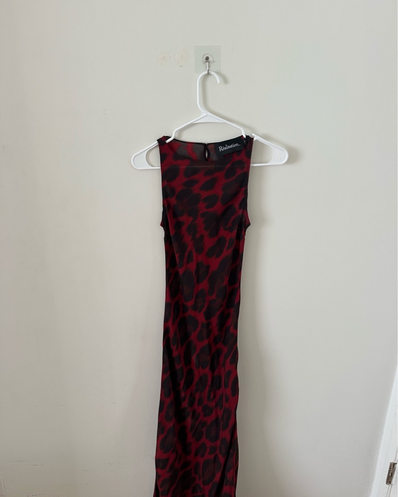 red leopard slip dress Red Leopard Print Satin Slip Maxi Dress