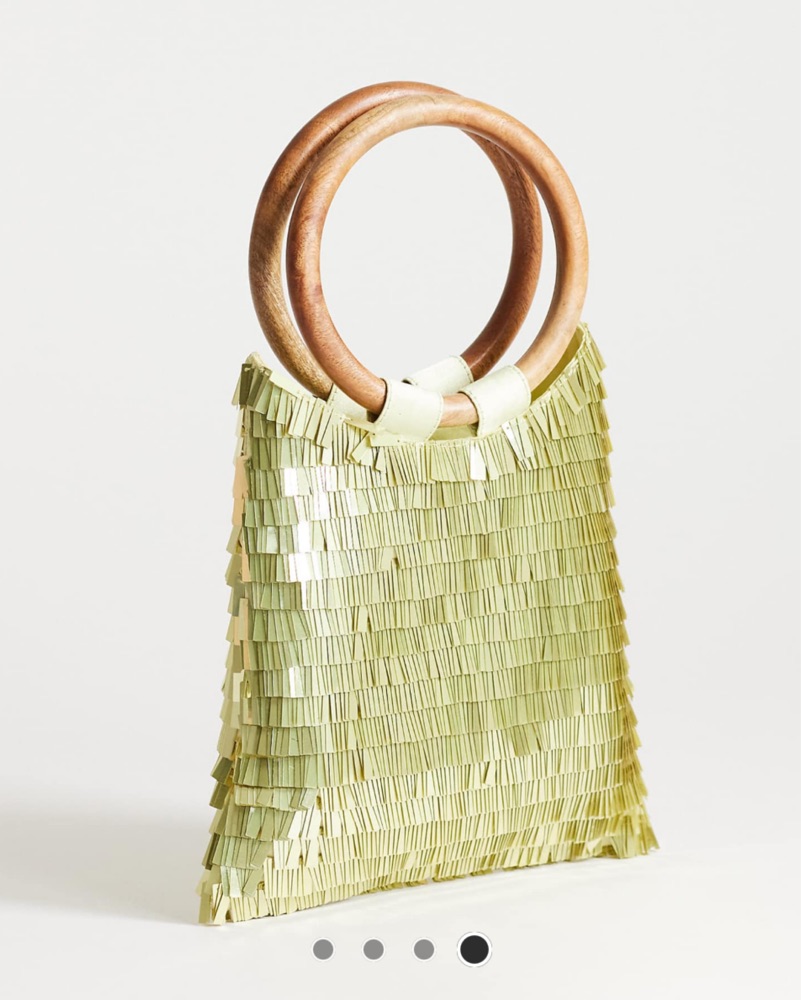 Green Sequin Mini Purse Wooden Handle by Topshop - Pickle