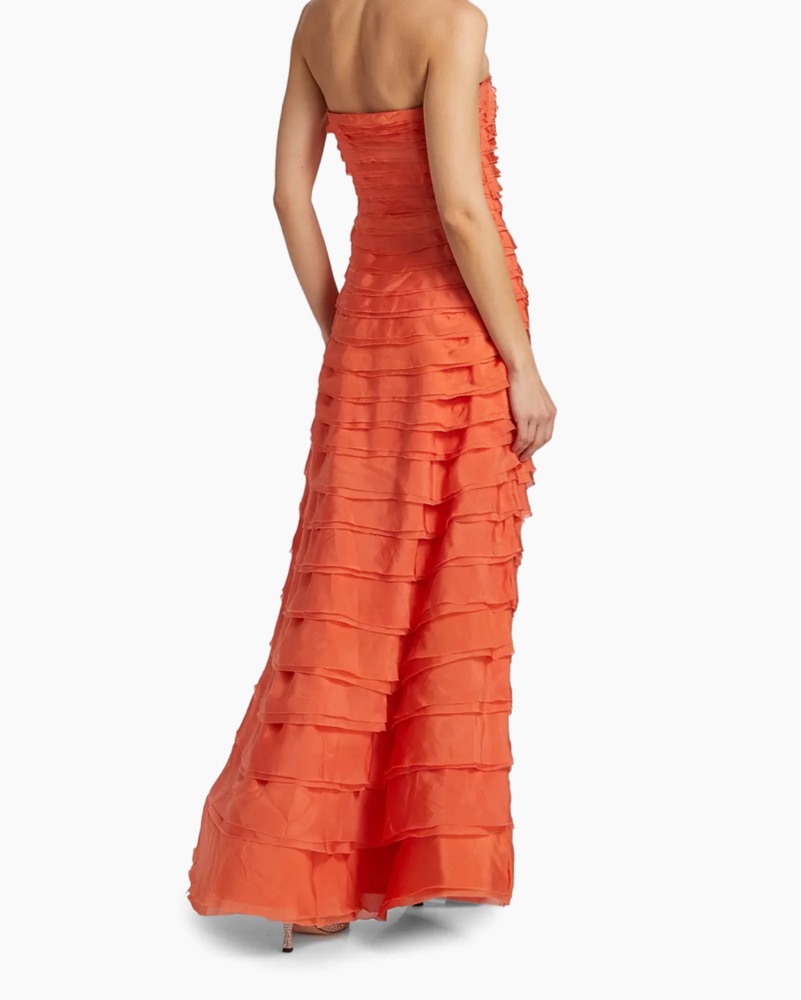 pepper orange dress Amur Pepper Layered Gown Dessert Sun by AMUR