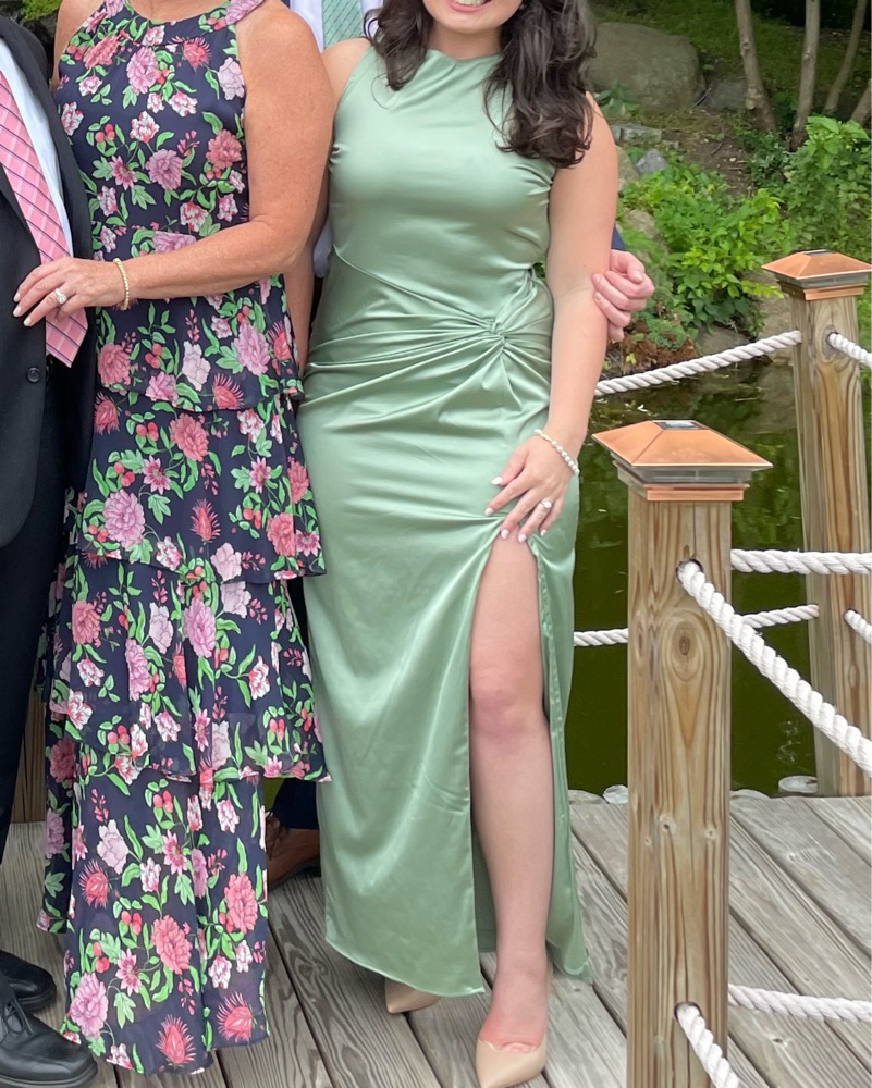 Abercrombie Green Satin Draped Dress by Abercrombie and Fitch - Pickle