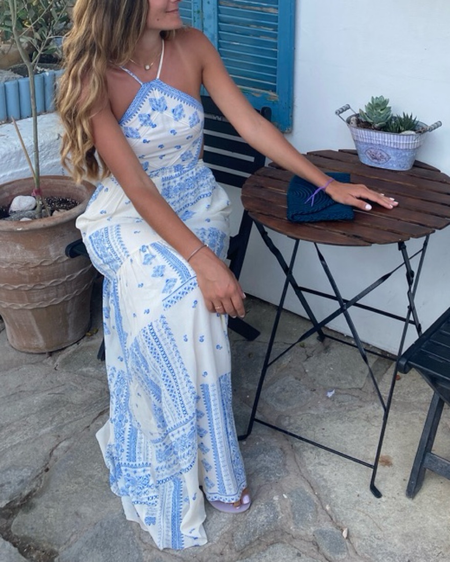 bash maxi dress ba&sh - V-neck Collar Dress Tama for Women - Blue