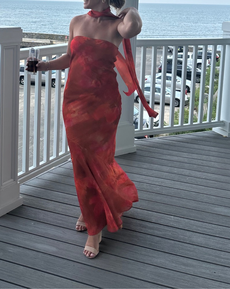 Peppermayo Orange Strapless Long Dress by Peppermayo - Pickle