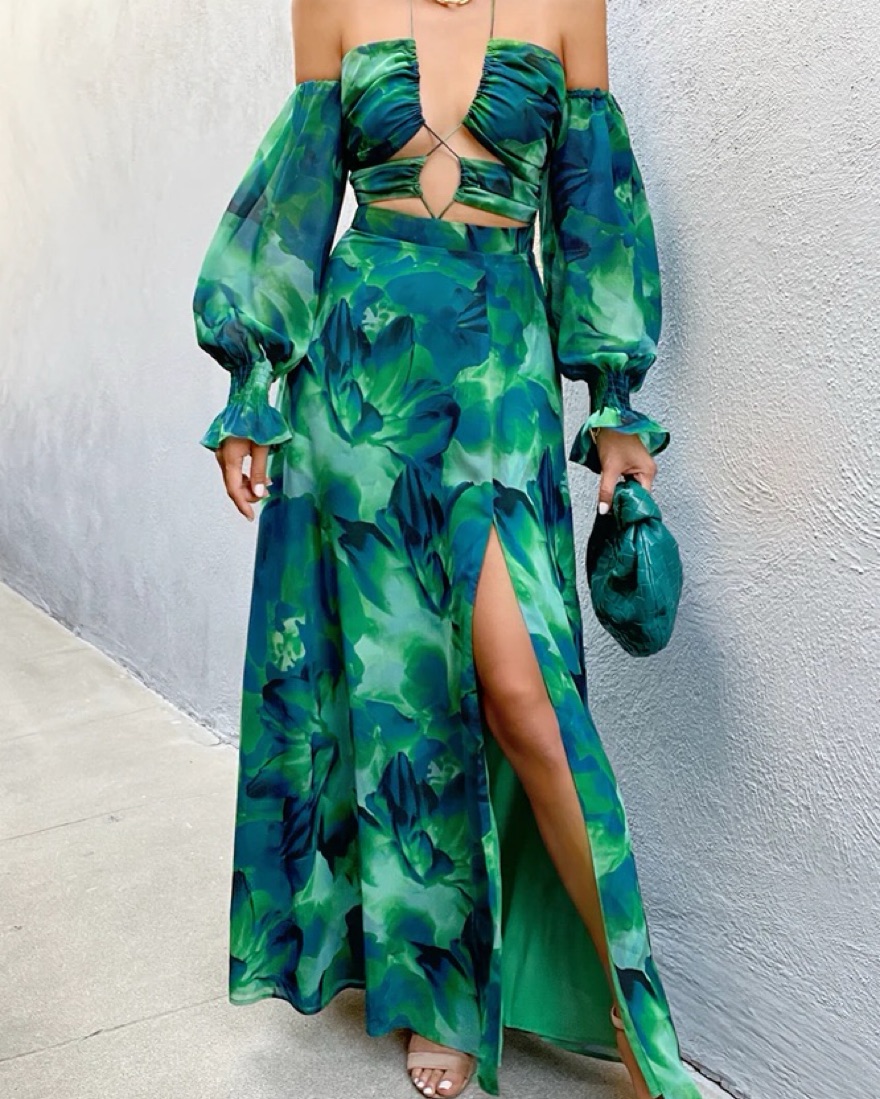 maxi white dresses with sleeves Juliet Chiffon Maxi Dress Gardenia / M
