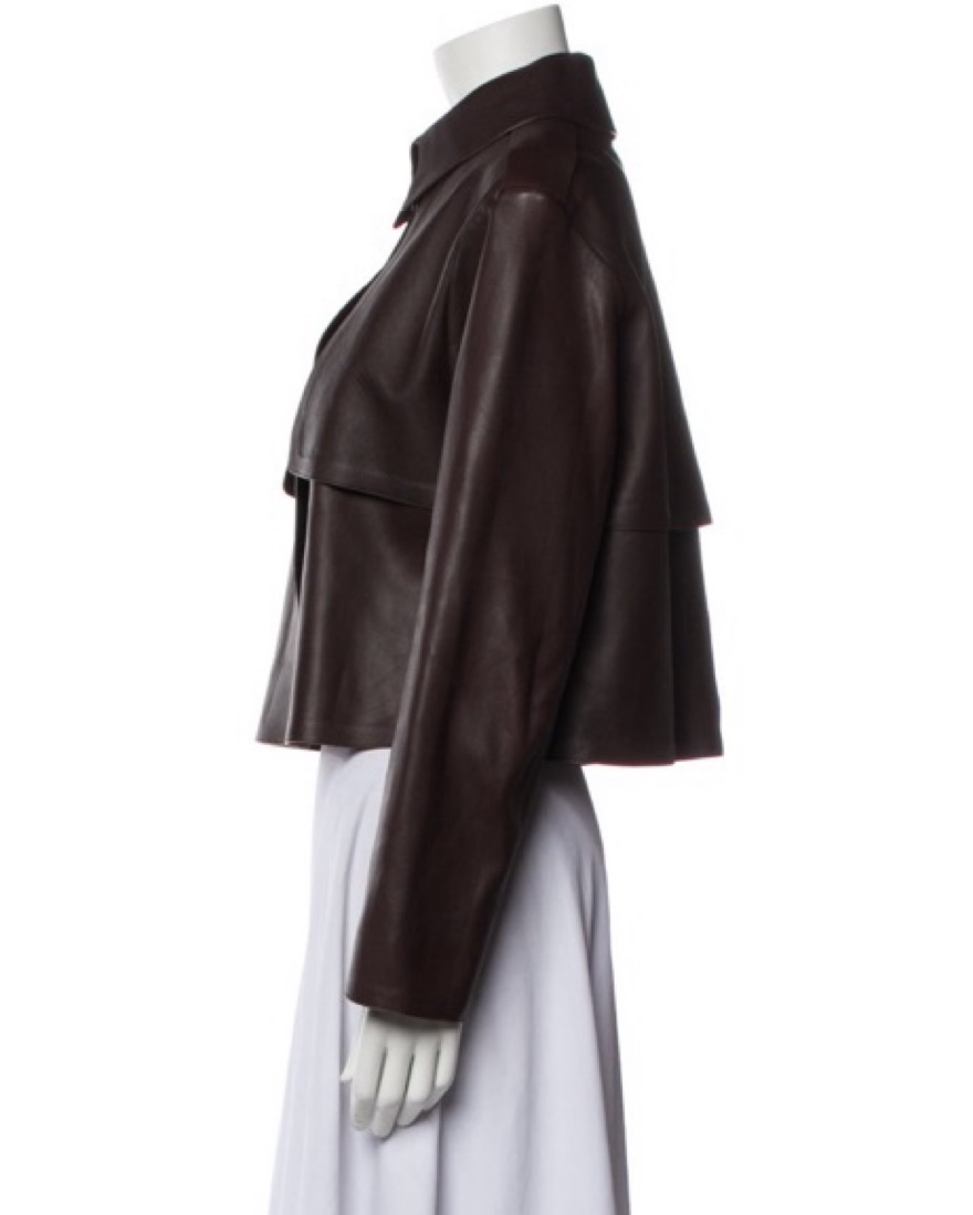 Theory Cropped Leather Trench Coat by Theory - Pickle
