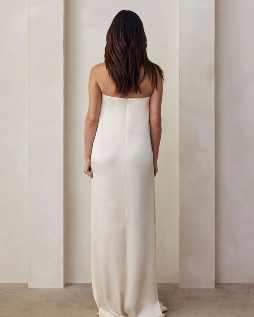 Bumpsuit Brushed Satin Gown by Bumpsuit - Pickle