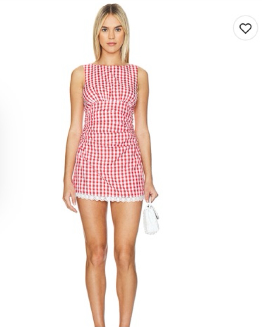Majorelle mini Dress in red white check by Majorelle - Pickle