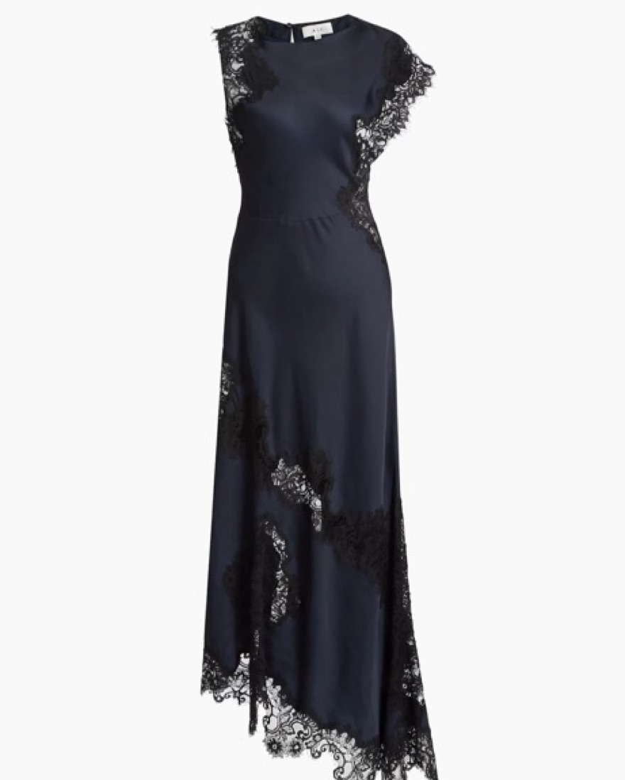 A.L.C Alessia Lace Trim Satin Maci Dress by ALC - Pickle