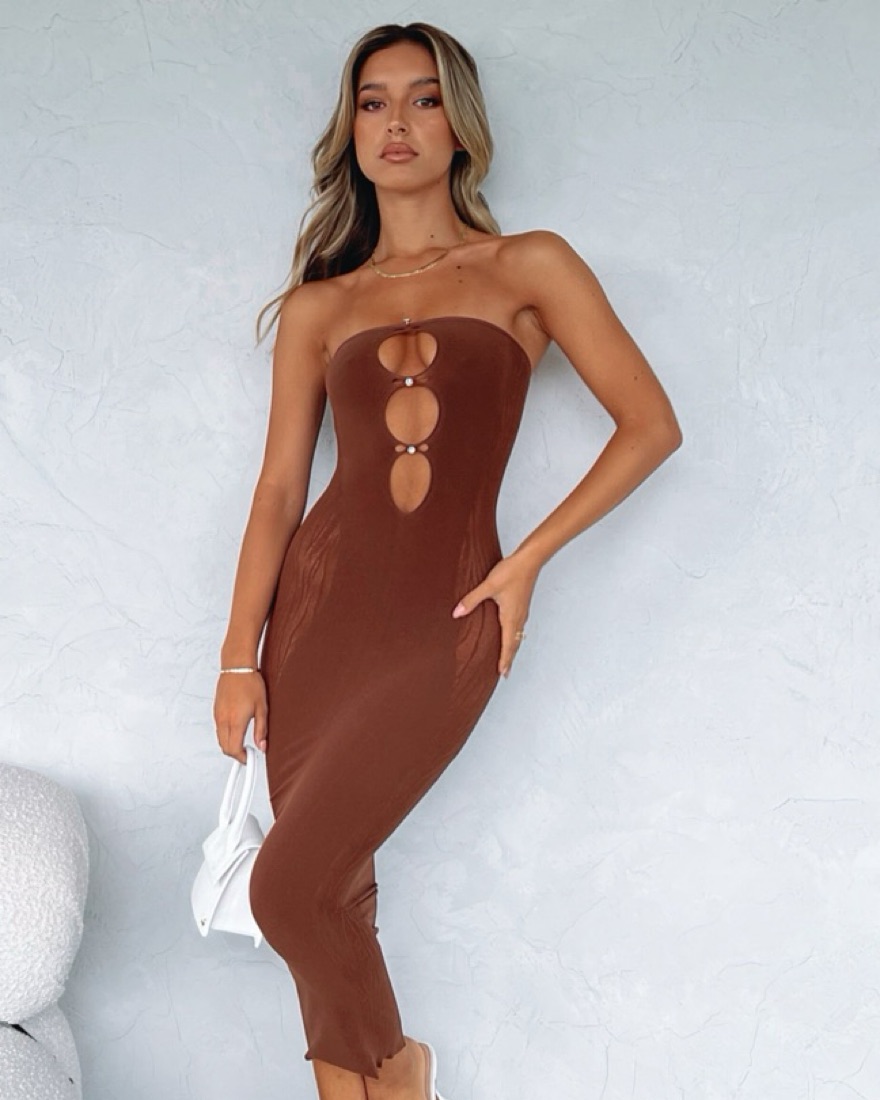 ruffled wrap midi dress Golden Hour. Long Sleeve Wrap Midi Dress – ELF