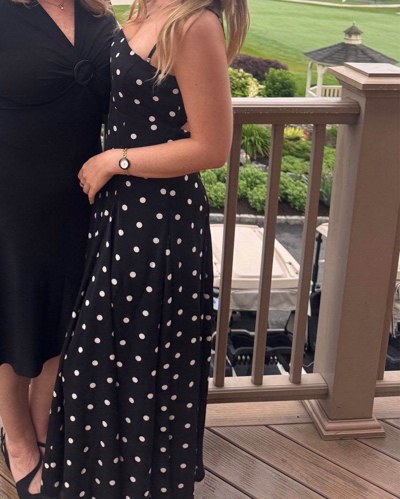 abercrombie black and white polka dot dress Abercrombie & Fitch puff sleeve tie back slip maxi dress in black polka dot