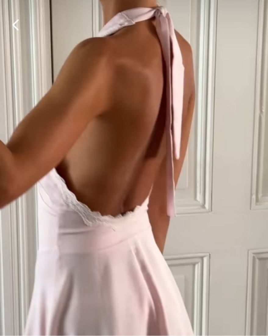 satin dusty pink dress Light Pink Satin Puffy Sleeves Formal Gown main image 1