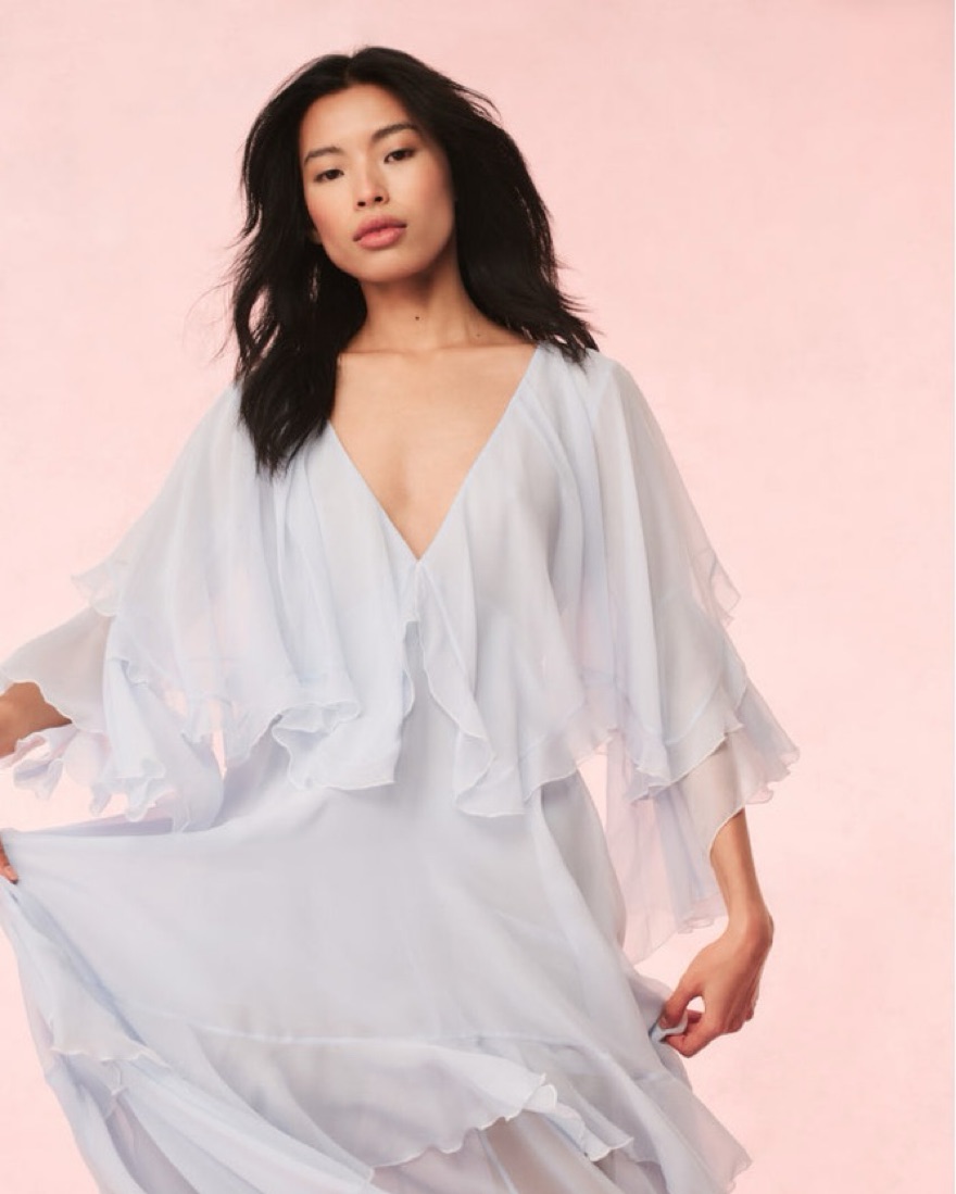 loveshackfancy collia silk chiffon maxi dress Diaphonous dress perfection in our Collia silk chiffon pale pink maxi 