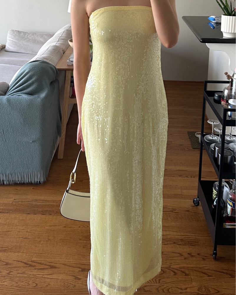 pale yellow silk dress Silk Halter Gown in Pale Yellow