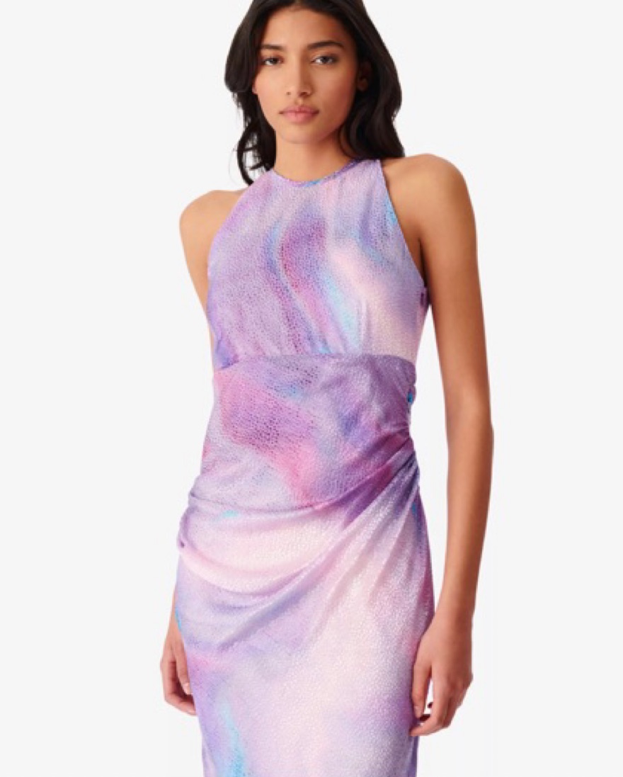 ワンピース Iro Dresses IRO Midi Dress Women 44 US 12 Floral Liky Chiffon Ruffle V