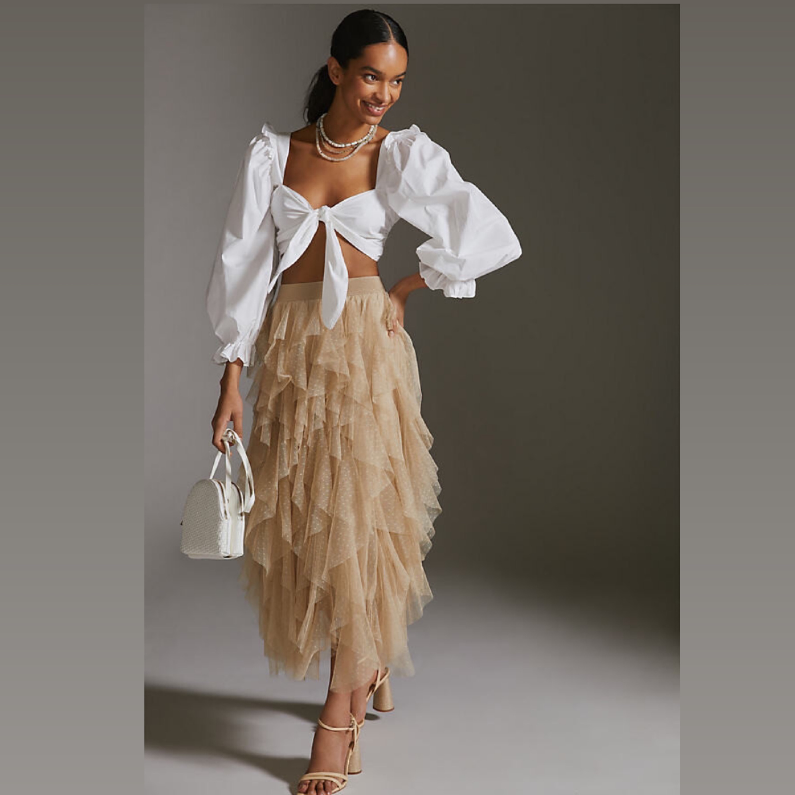 Anthropologie Tulle Ruffle Maxi Skirt by Anthropologie - Pickle