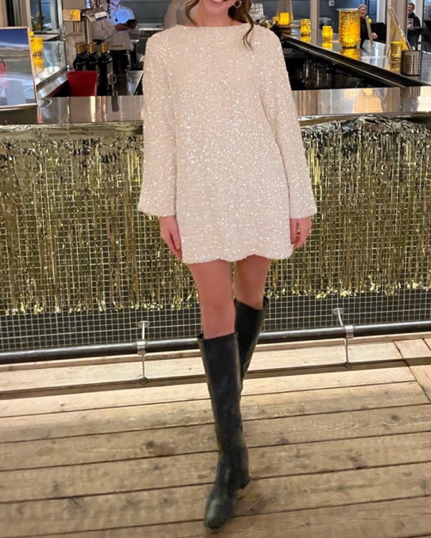 sequin tie back dress hm H&M White Sequin Tie-back Dress - Size M by H&M