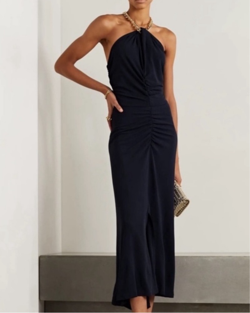 cross halter midi dress Cross Halter Cut-Out A-Line Midi Dress - Ivory main image 0