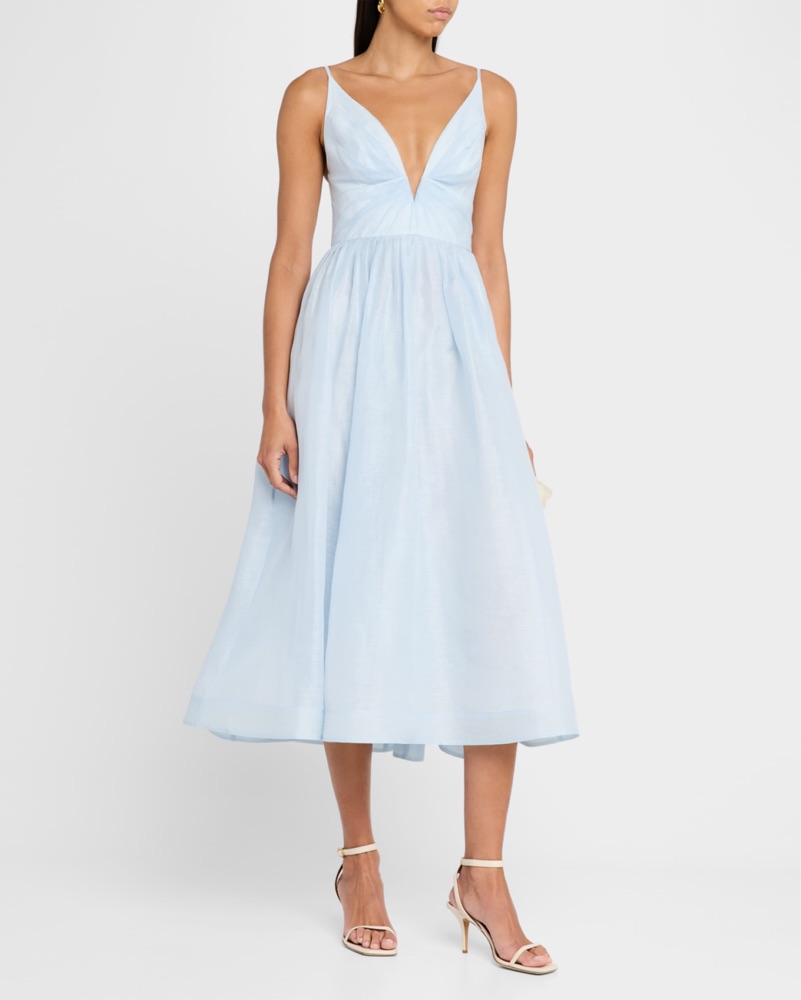 Zimmermann ILLUMINATE V NECK MIDI DRESS | Pickle